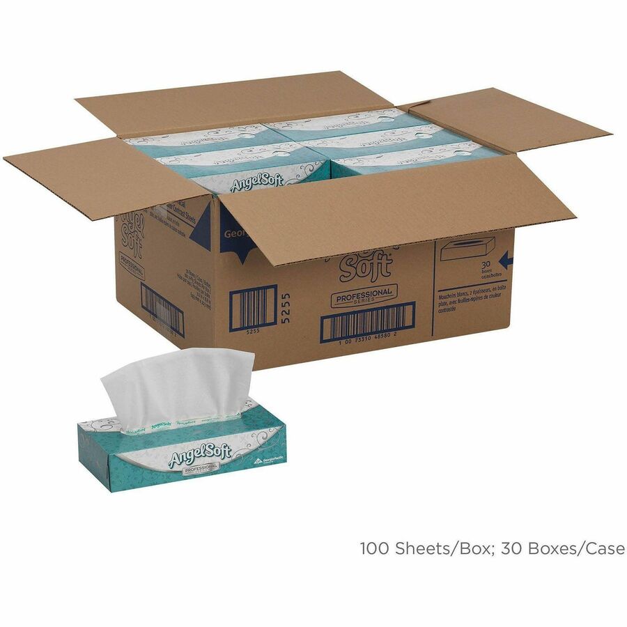 Angel Soft Professional Series Premium Facial Tissue - 2 Ply - 8.85" Width x 7.65" Length - White - Fiber - 100/Box - 30 / Carton