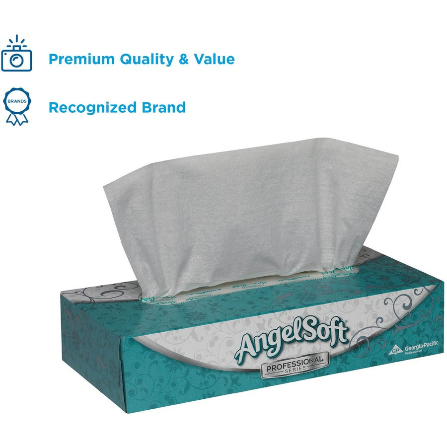 Angel Soft Professional Series Premium Facial Tissue - 2 Ply - 8.85" Width x 7.65" Length - White - Fiber - 100/Box - 30 / Carton