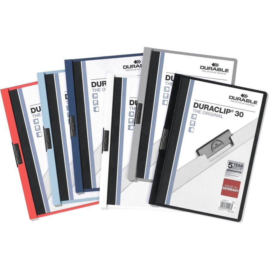 DURABLE DURACLIP Letter Report Cover - 8 1/2" x 11" - 30 Sheets Capacity - Vinyl, Steel - 1 Each