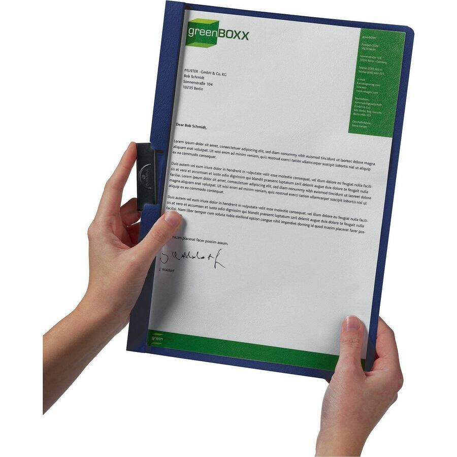 DURABLE DURACLIP Letter Report Cover - 8 1/2" x 11" - 60 Sheets Capacity - Vinyl, Steel - Black - 1 Each