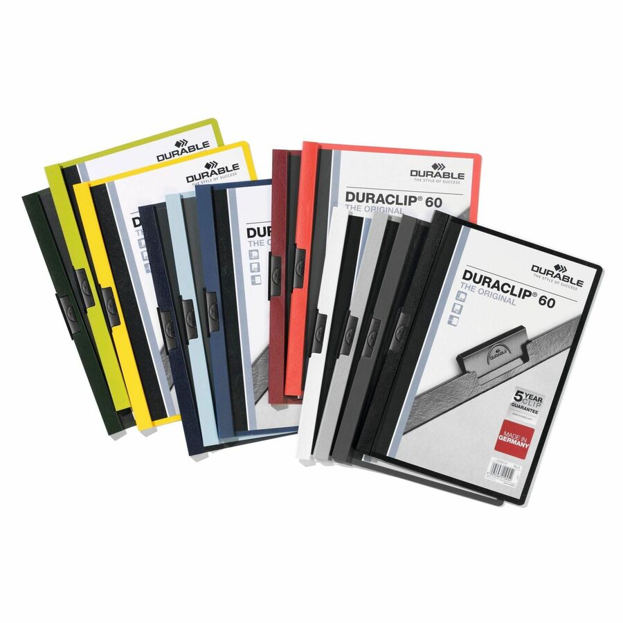 DURABLE DURACLIP Letter Report Cover - 8 1/2" x 11" - 60 Sheets Capacity - Vinyl, Steel - Black - 1 Each