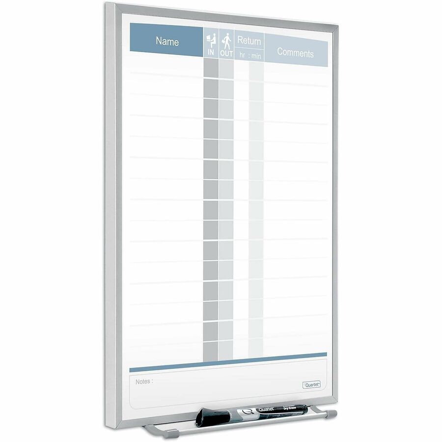 Quartet Matrix 15-employee In/Out Board - 16" Board Height x 11" Board Width - White Natural Cork Surface - Magnetic, Durable - Silver Frame - 1 Each