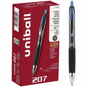 uniball™ 207 Gel Pen - 1 mm Bold Pen Point - Refillable - Retractable - Blue Ink - Gel-based - Clear Barrel - 1 Dozen