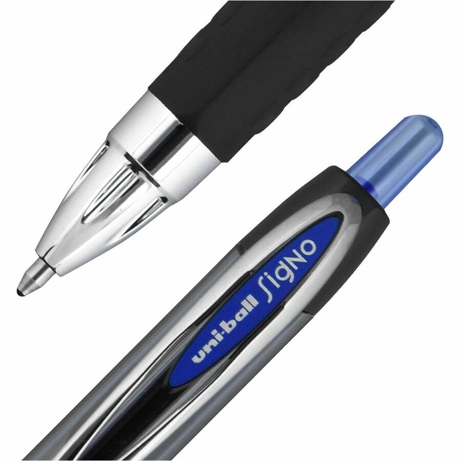 uniball™ 207 Gel Pen - 1 mm Bold Pen Point - Refillable - Retractable - Blue Ink - Gel-based - Clear Barrel - 1 Dozen