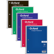 TOPS Wide Rule 1-Subject Spiral Notebook, 70 Sheets, 10.5" x 8", Assorted Paper, Black/Red/Blue/Green/Purple Durable Card Stock Cover, Perforated, Easy Tear, Wire Bound, 1 Each