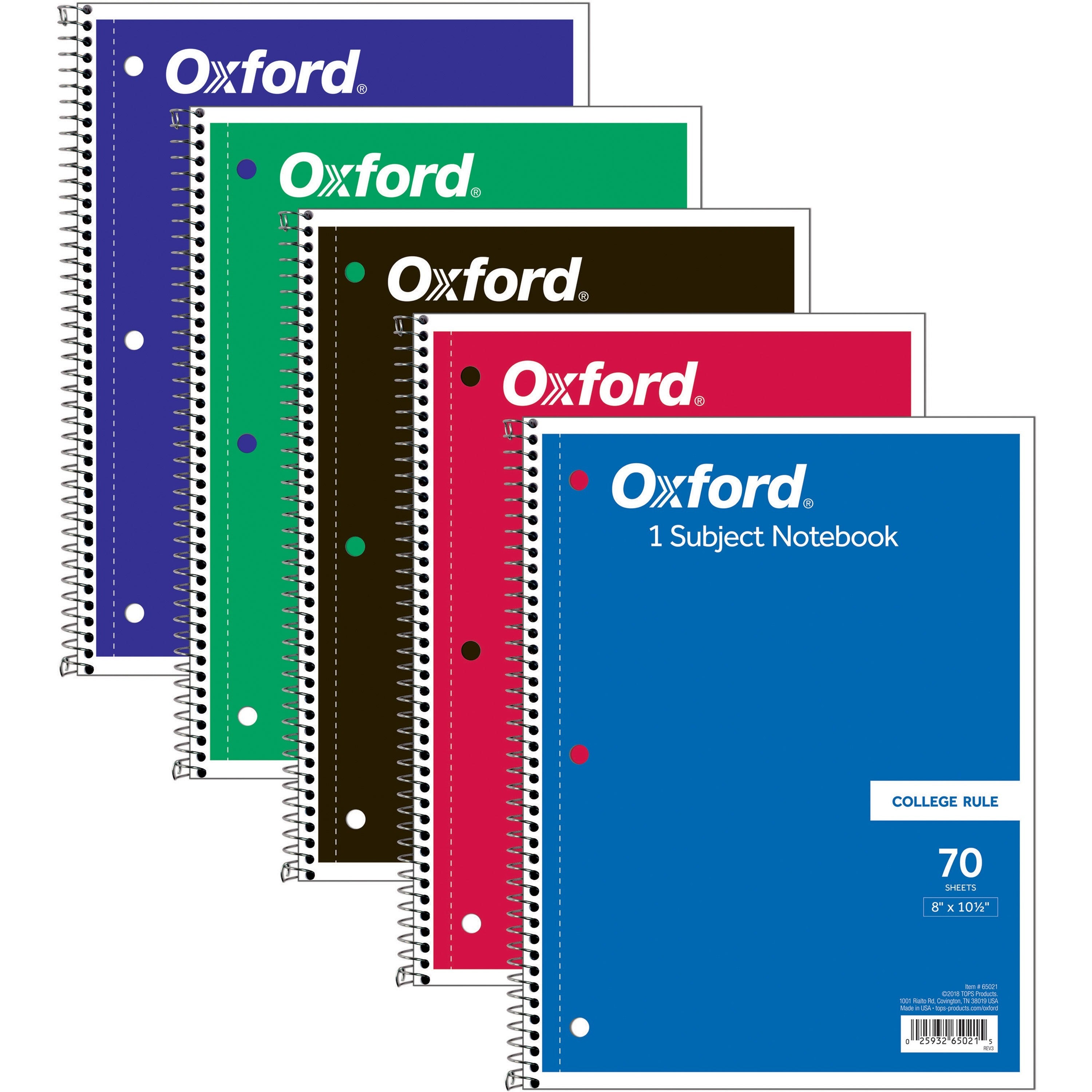 70 Sheets - Wire Bound - 10 1/2" x 8" Sheet Size - 0.25" Height x 8" Width x 10.5" Length - Assorted Paper - Red Card Stock, Black, Blue, Green, Purple Cover - Perforated - 1 Each