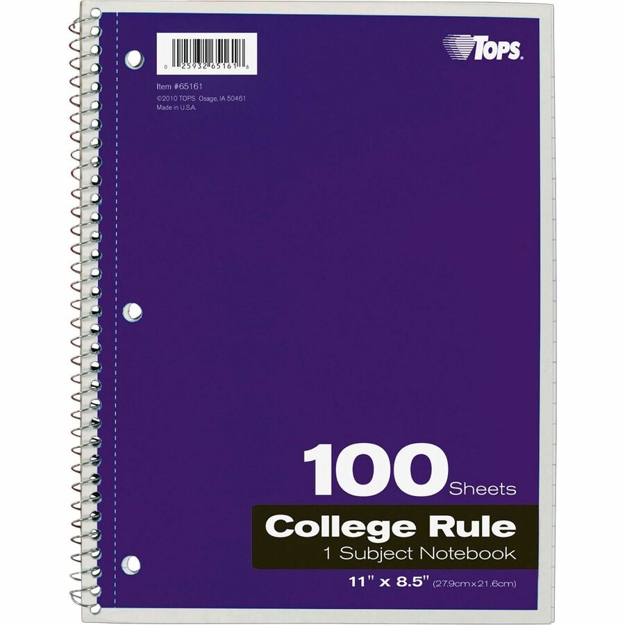 100 Sheets - Wire Bound - Letter - 8 1/2" x 11" Sheet Size - 0.38" Height x 8.5" Width x 11" Length - Assorted Paper - Red Card Stock, Black, Blue, Green Cover - Perforated - 1 Each