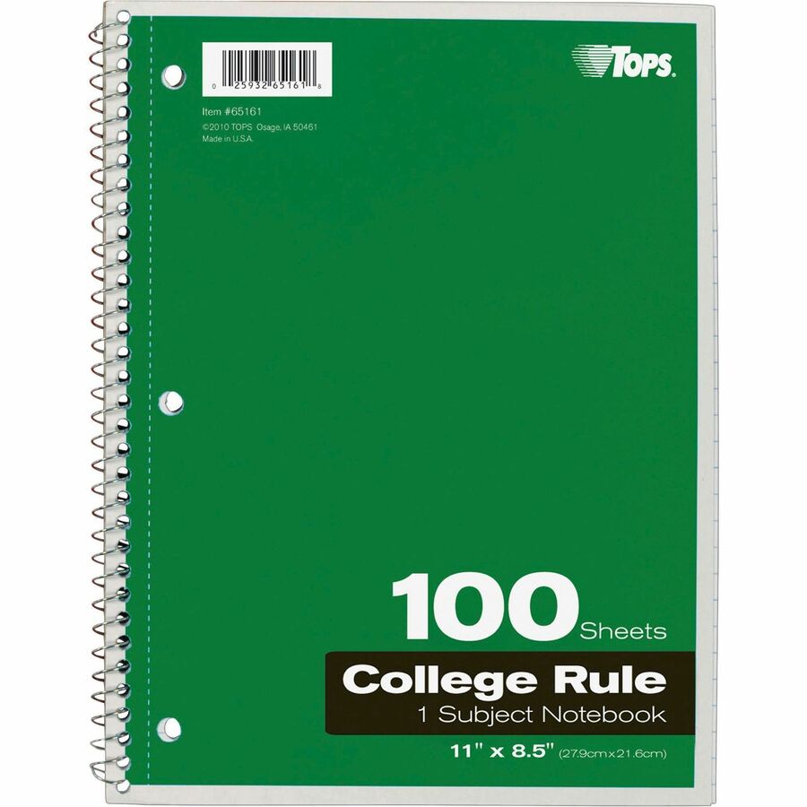 100 Sheets - Wire Bound - Letter - 8 1/2" x 11" Sheet Size - 0.38" Height x 8.5" Width x 11" Length - Assorted Paper - Red Card Stock, Black, Blue, Green Cover - Perforated - 1 Each