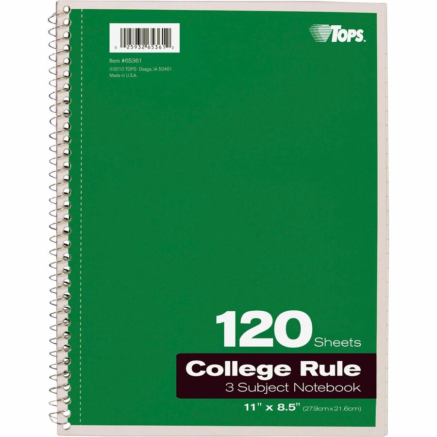 TOPS 3 - subject College Ruled Notebook - Letter
