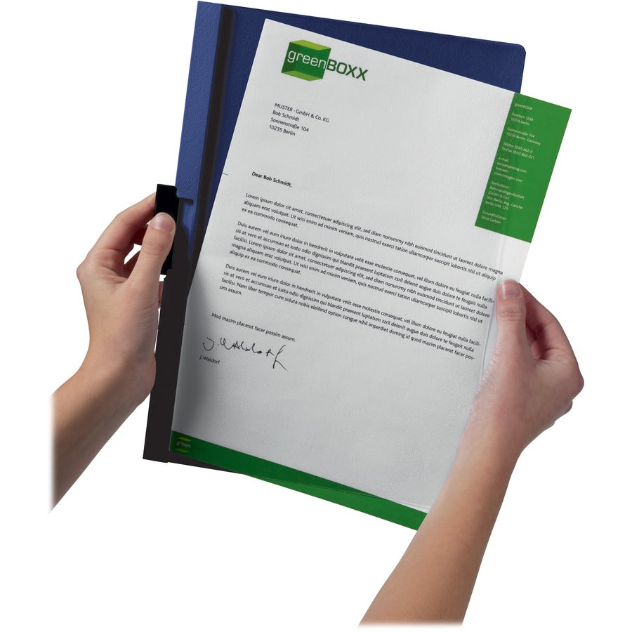 DURABLE DURACLIP Letter Report Cover - 8 1/2" x 11" - 60 Sheets Capacity - 1 Fastener(s) - Vinyl - Dark Blue - 25 / Box