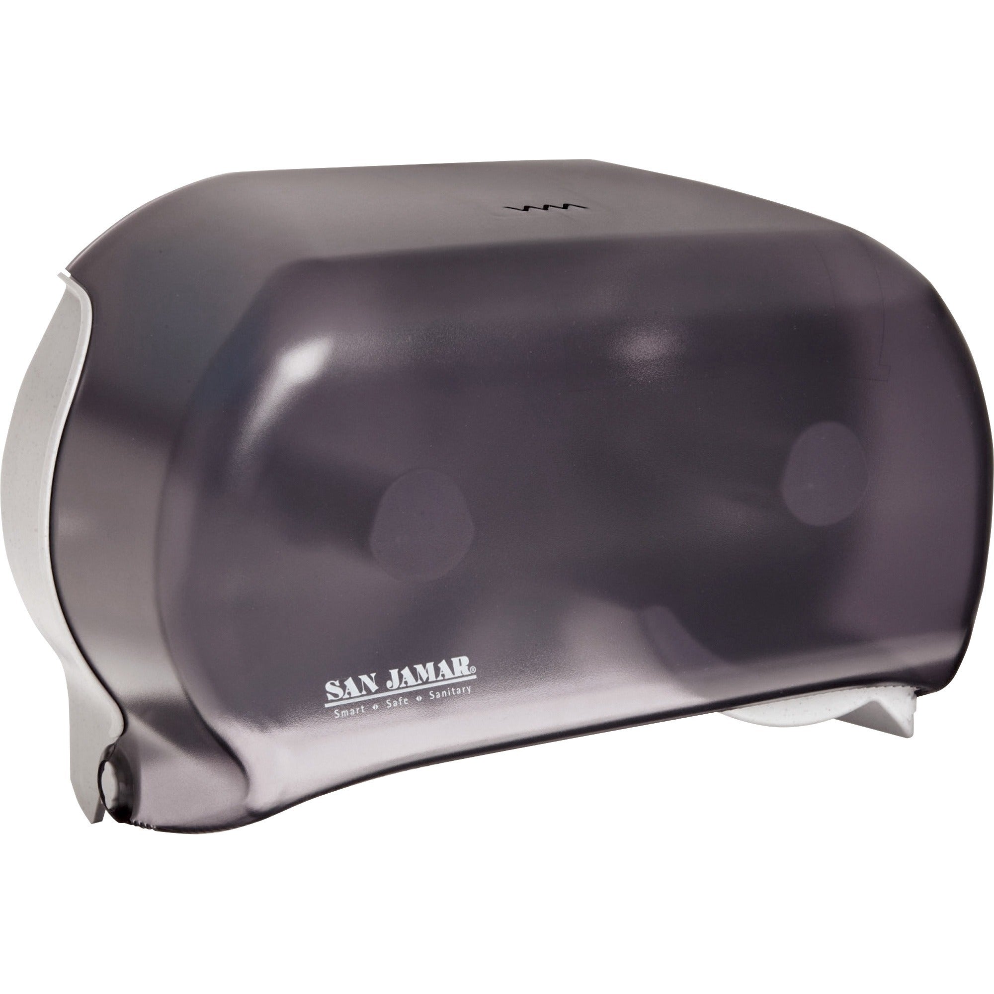San Jamar Dual Roll Tissue Dispenser - Roll Dispenser - 2 x Roll - 12.8" Height x 12.2" Width x 5.7" Depth - Plastic - Black Pearl - Ergonomic, Hygienic, Translucent, Compact, Contemporary Style, Durable, Break Resistant, Anti-bacterial - 1 Each