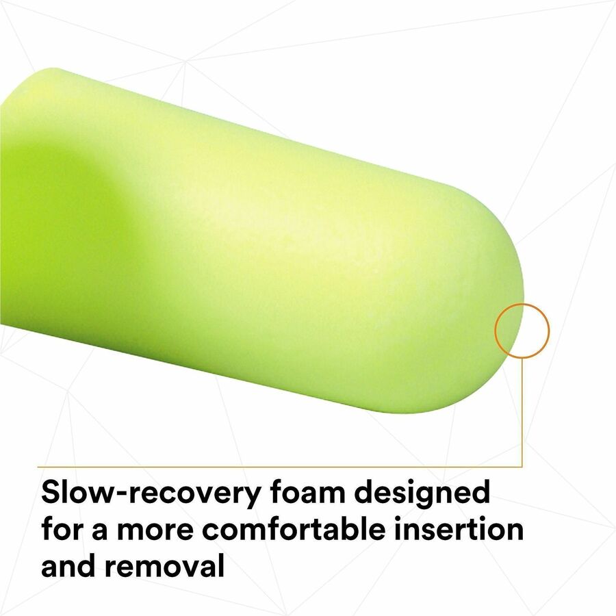Noise Protection - Foam, Polyurethane - Neon Yellow - Comfortable, Uncorded, Disposable - 2/Pair - 1 Box