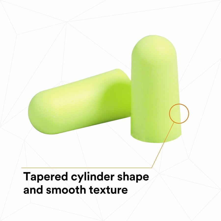 Noise Protection - Foam, Polyurethane - Neon Yellow - Comfortable, Uncorded, Disposable - 2/Pair - 1 Box