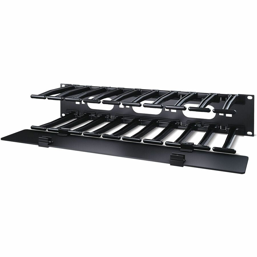 APC by Schneider Electric Horizontal Cable Manager, Black, 2U Rack Height, Single-Sided with Cover, TAA Compliant, 1 Each