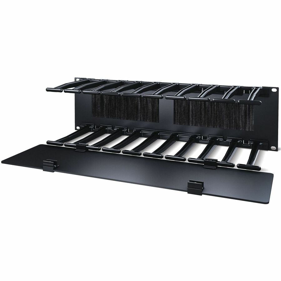 APC by Schneider Electric Horizontal Cable Manager - Cable Manager - Black - 3U Rack Height - 1 Each - TAA Compliant