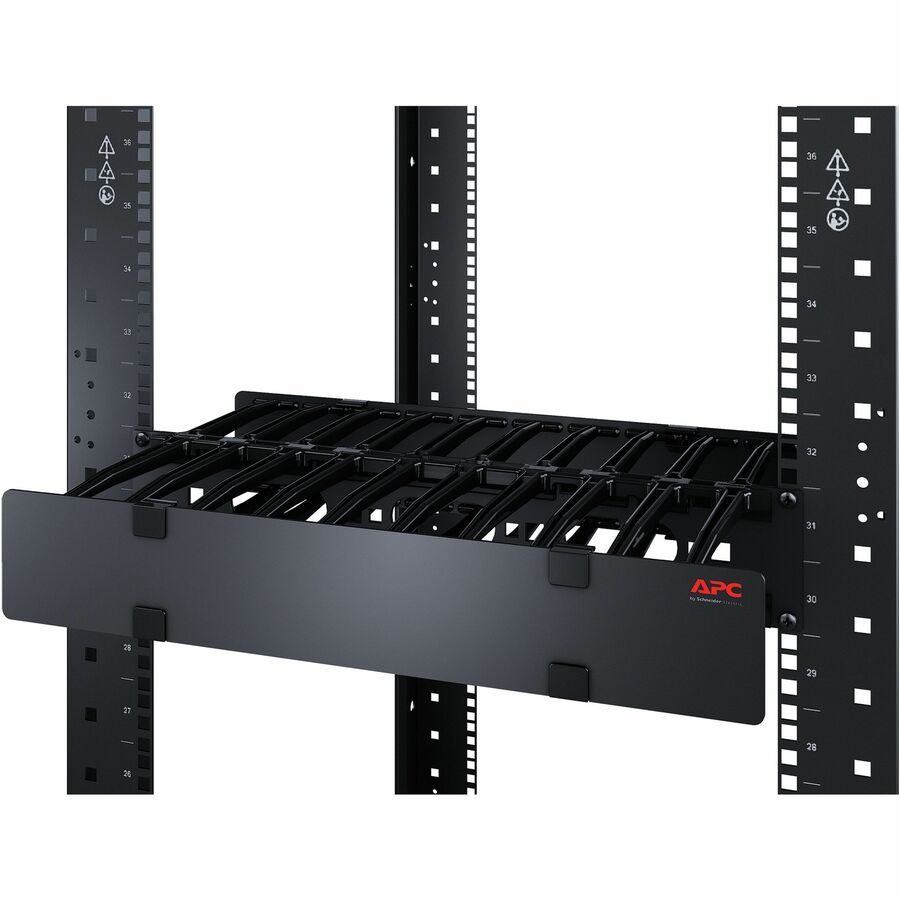 APC by Schneider Electric Horizontal Cable Manager, Black, 2U Rack Height, TAA Compliant, 1 Each