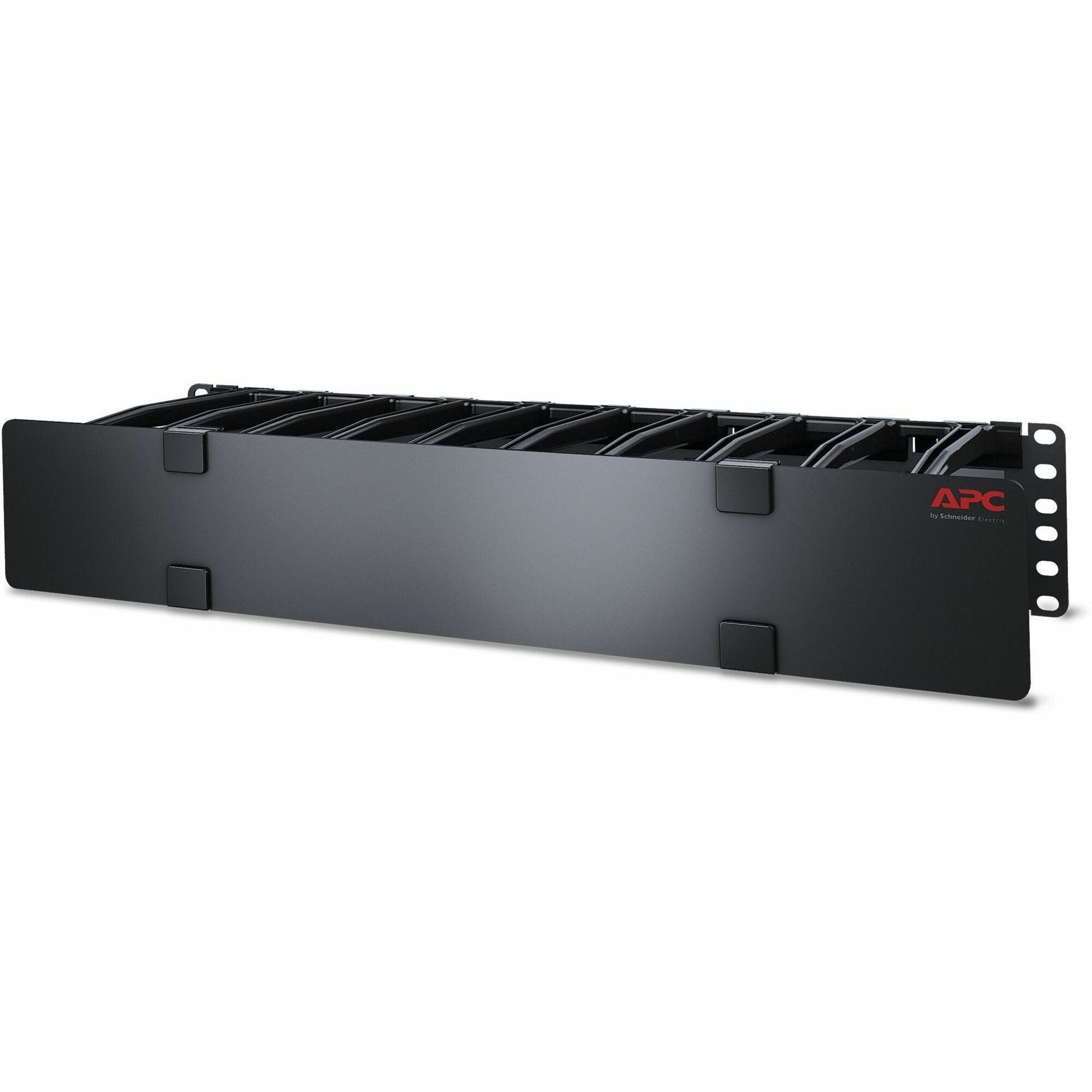 APC by Schneider Electric Horizontal Cable Manager, Black, 2U Rack Height, TAA Compliant, 1 Each