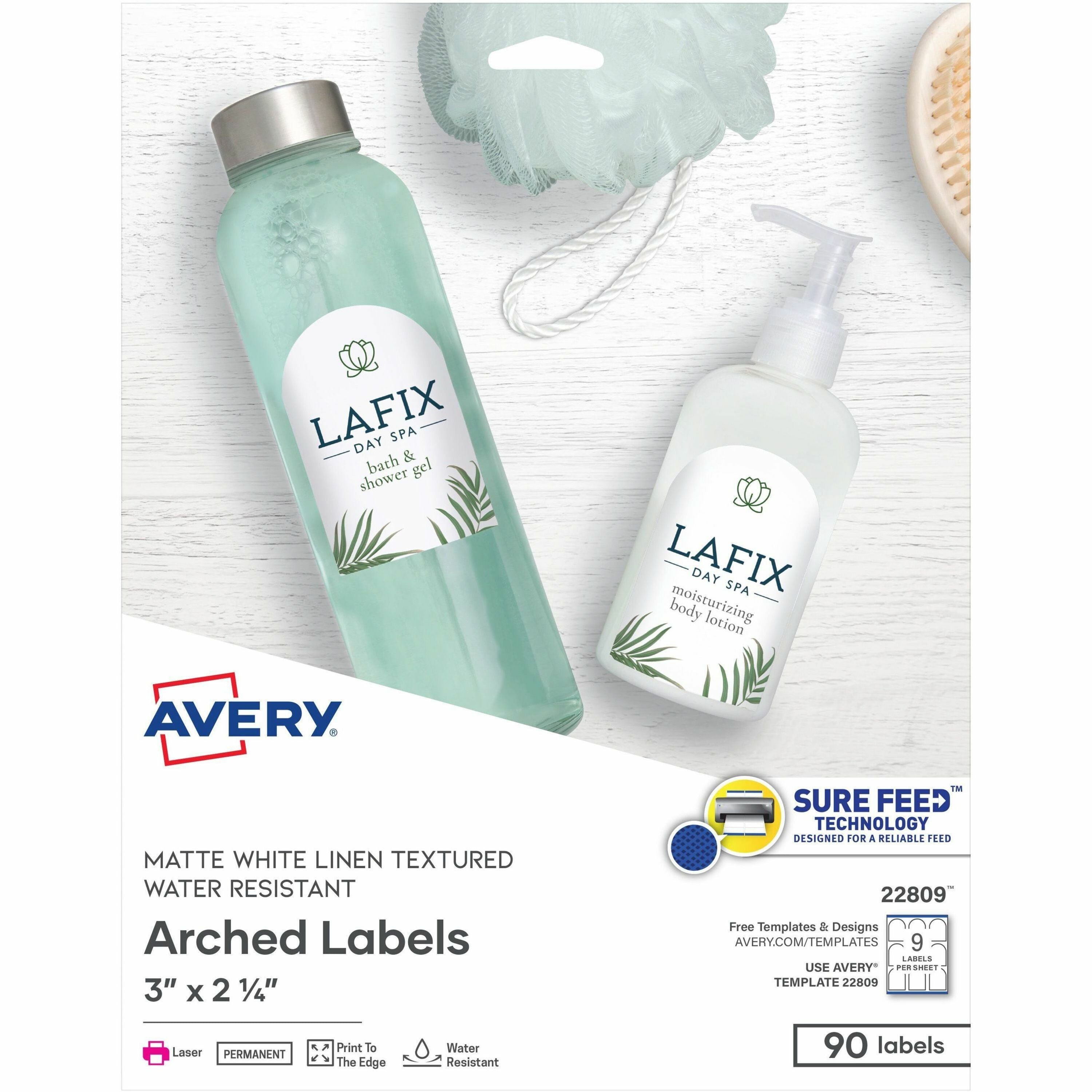 3" Width x 2 1/4" Length - Permanent Adhesive - Arched Rectangle - Laser - Matte White - Paper - Water Resistant - 9 / Sheet - 10 Total Sheets - 90 Total Label(s) - 90 / Pack