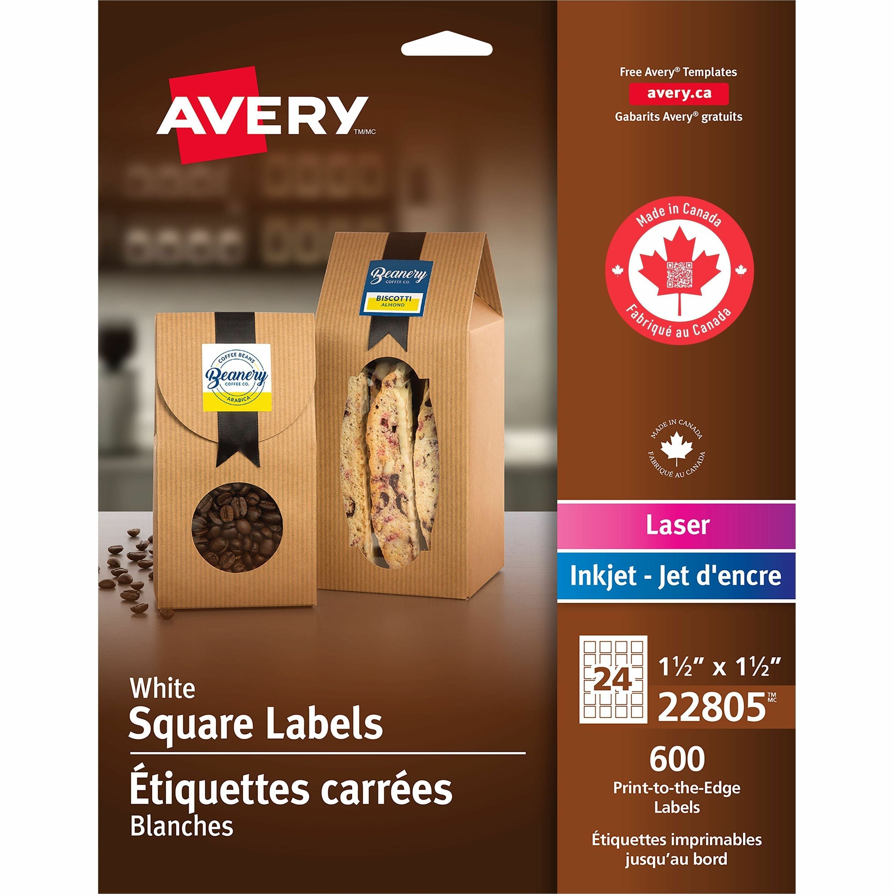 Waterproof - 1 1/2" Width x 1 1/2" Length - Permanent Adhesive - Square - Inkjet, Laser - Matte White - Matte - Paper - 24 / Sheet - 24 Total Sheets - 600 Total Label(s) - 600 / Pack