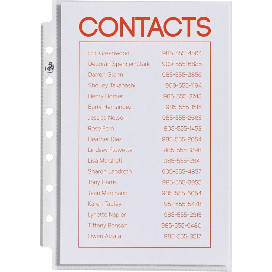 Avery&reg; Mini Diamond Clear Heavyweight Sheet Protectors - 1 x Sheet Capacity - For 5 1/2" x 8 1/2" Sheet - 7 x Holes - 3 x Rings - Ring Binder - Top Loading - Rectangular - Clear - Polypropylene - 15/Bag - 1 Carton