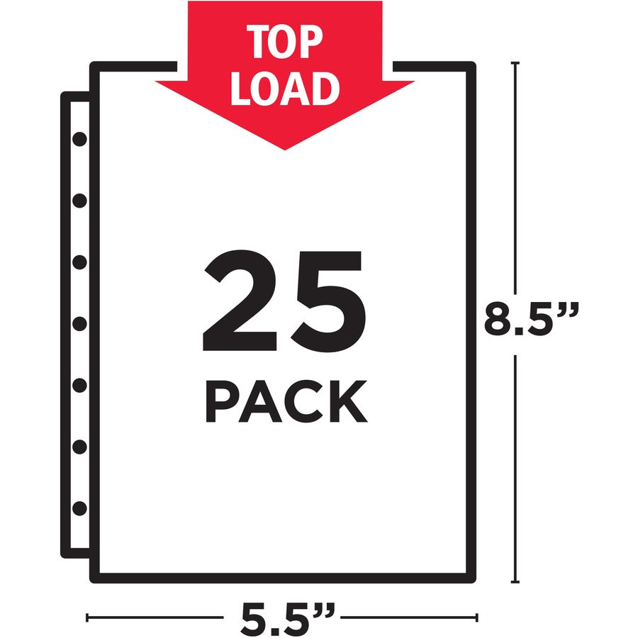 Avery&reg; Mini Diamond Clear Heavyweight Sheet Protectors - 1 x Sheet Capacity - For 5 1/2" x 8 1/2" Sheet - 7 x Holes - 3 x Rings - Ring Binder - Top Loading - Rectangular - Clear - Polypropylene - 15/Bag - 1 Carton