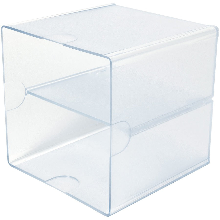 Deflecto Stackable Cube Organizer - 2 Compartment(s) - 6" Height x 6" Width x 6" Depth - Desktop - Stackable - Clear - Plastic - 1 Each