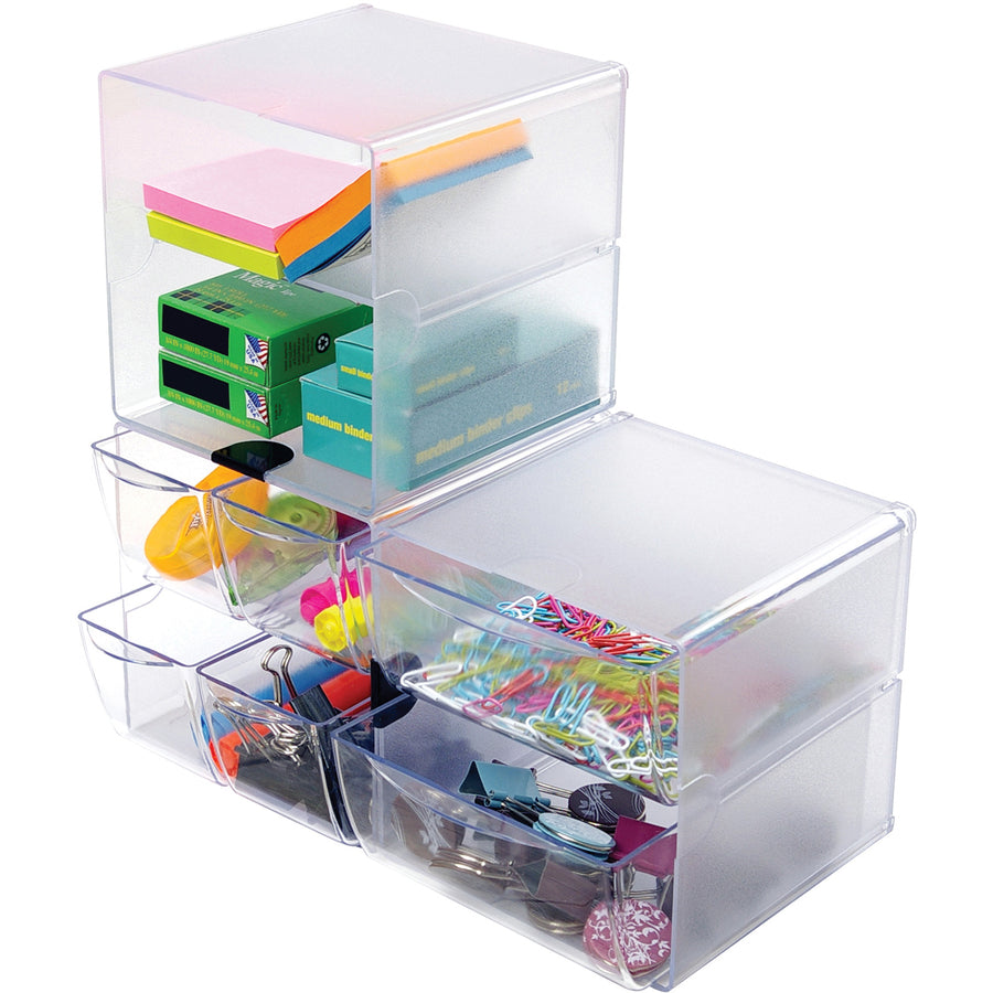 Deflecto Stackable Cube Organizer - 2 Compartment(s) - 6" Height x 6" Width x 6" Depth - Desktop - Stackable - Clear - Plastic - 1 Each