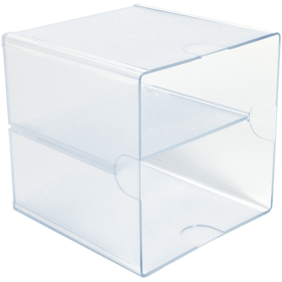 Deflecto Stackable Cube Organizer - 2 Compartment(s) - 6" Height x 6" Width x 6" Depth - Desktop - Stackable - Clear - Plastic - 1 Each