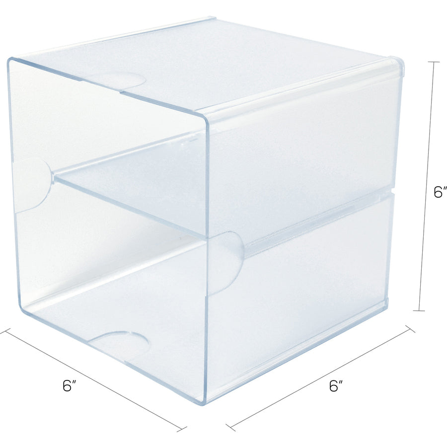 Deflecto Stackable Cube Organizer - 2 Compartment(s) - 6" Height x 6" Width x 6" Depth - Desktop - Stackable - Clear - Plastic - 1 Each