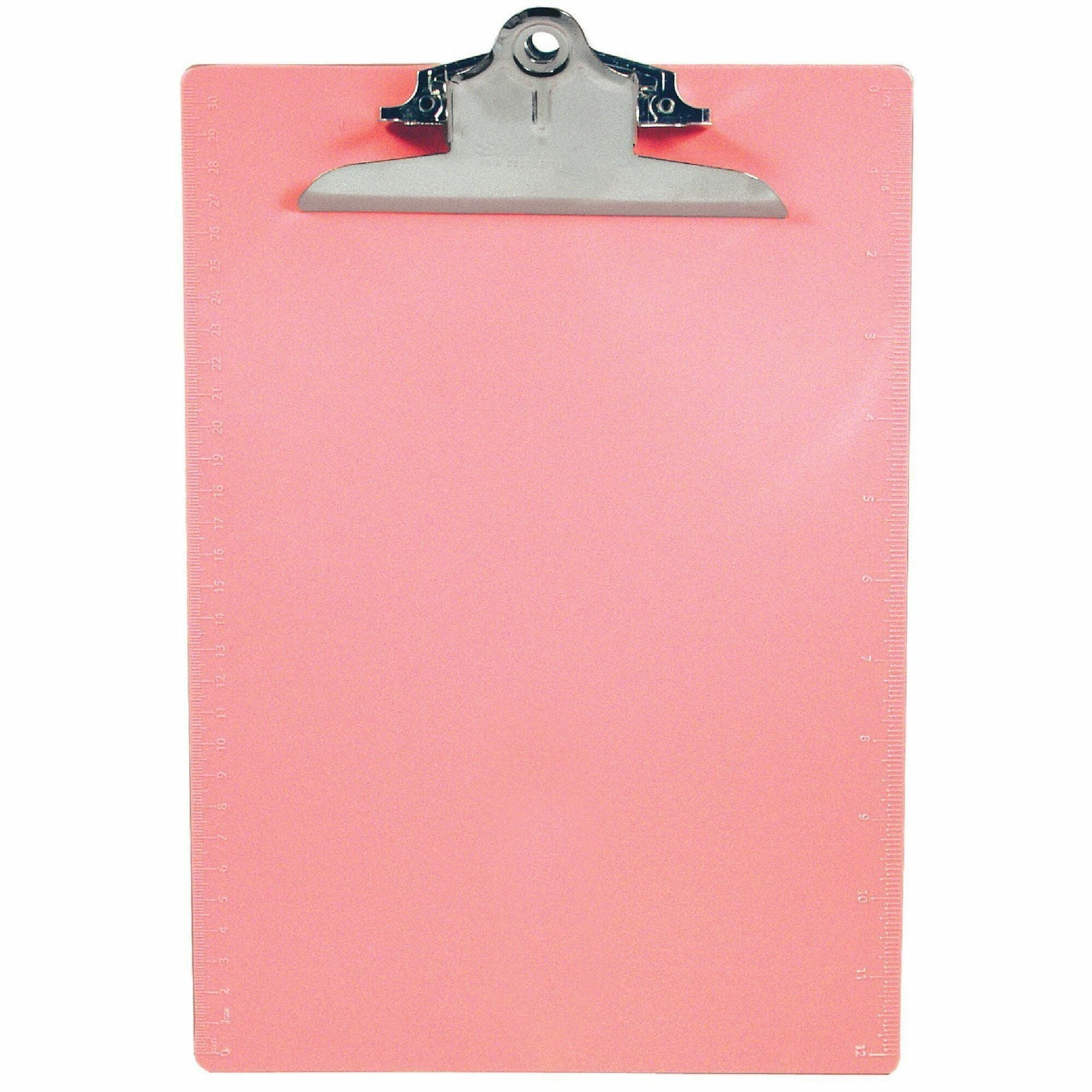 1" Clip Capacity - 8 19/64" x 11 45/64" Sheet Size - Plastic - Pink - 1 Each