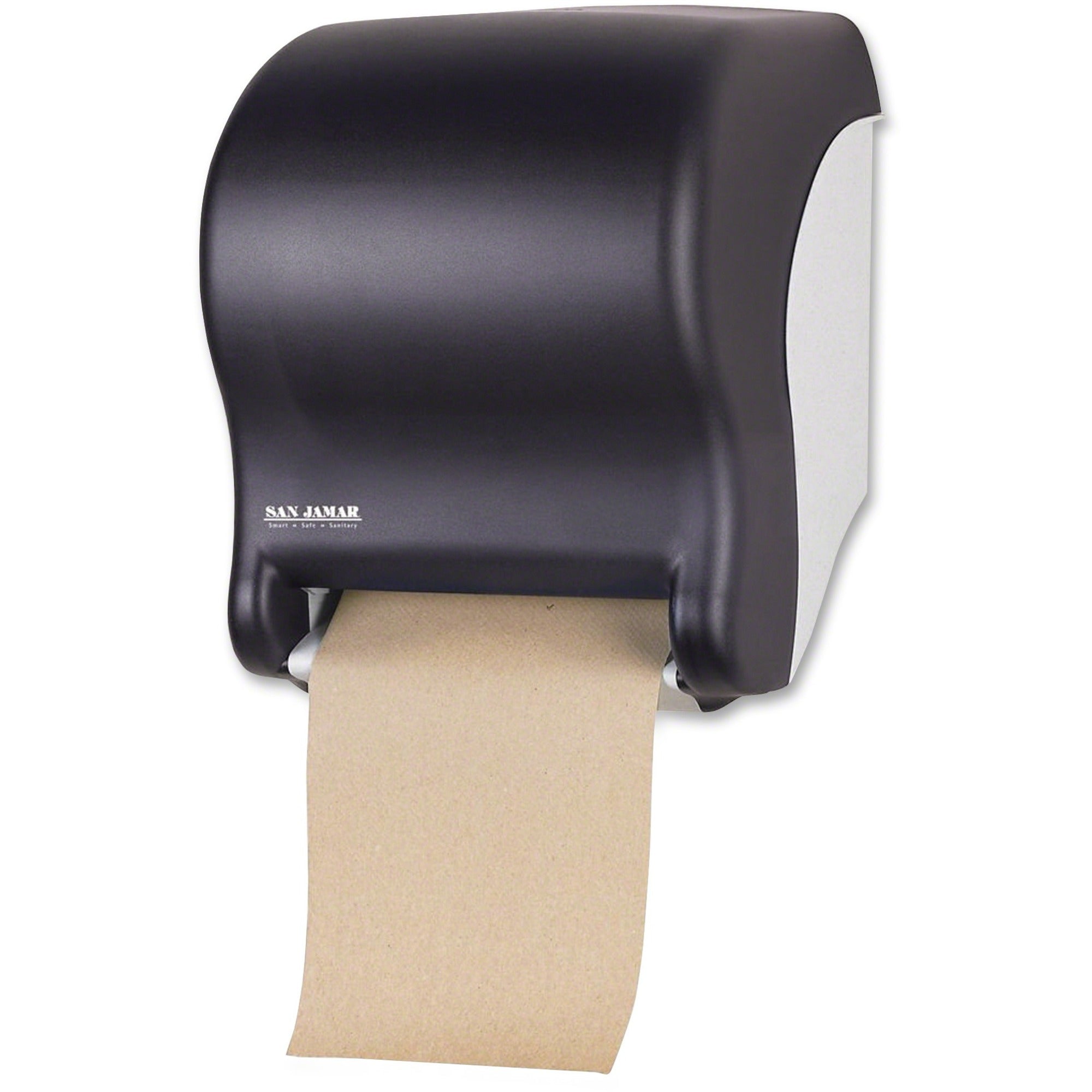 Roll Dispenser - 1 x Roll - 14.4" Height x 11.7" Width x 9.1" Depth - Plastic - Black - Touch-free, Durable, Impact Resistant - 1 Each