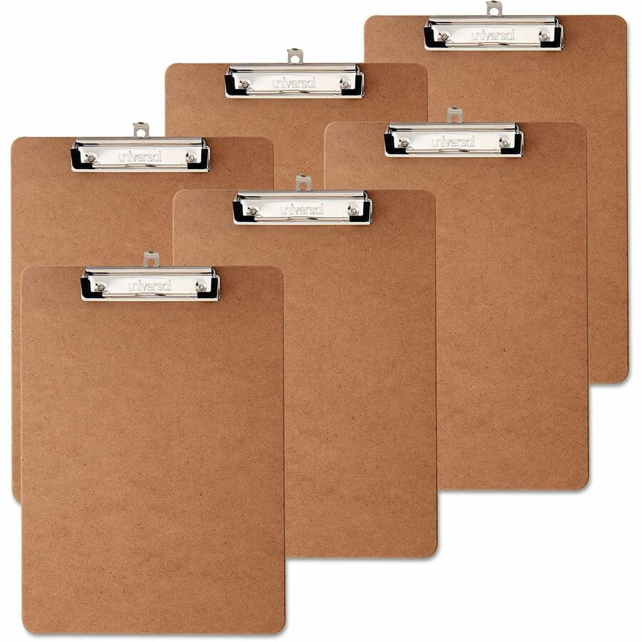Universal Clipboard - 0.50" Clip Capacity - Storage for Paper, Document - 8 1/2" x 11" Sheet Size - Brown - 6 / Pack