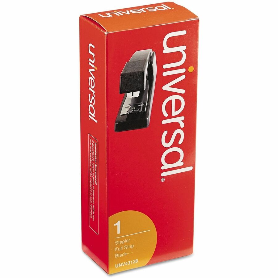 Universal Desktop Stapler, Full Strip, 20 Sheet Capacity, Holds 210 Staples, 0.25" Staple Size, 3.50" Throat Depth, 0.50" Crown Width, Top Loading, Black, Metal, 1 Each