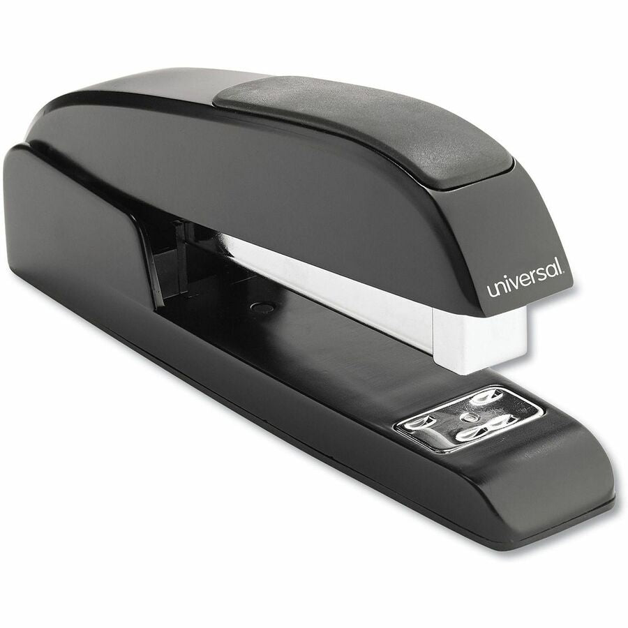 Universal Desktop Stapler, Full Strip, 20 Sheet Capacity, Holds 210 Staples, 0.25" Staple Size, 3.5" Throat Depth, 0.5" Crown Width, Top Loading, Black, Metal, 1 Each