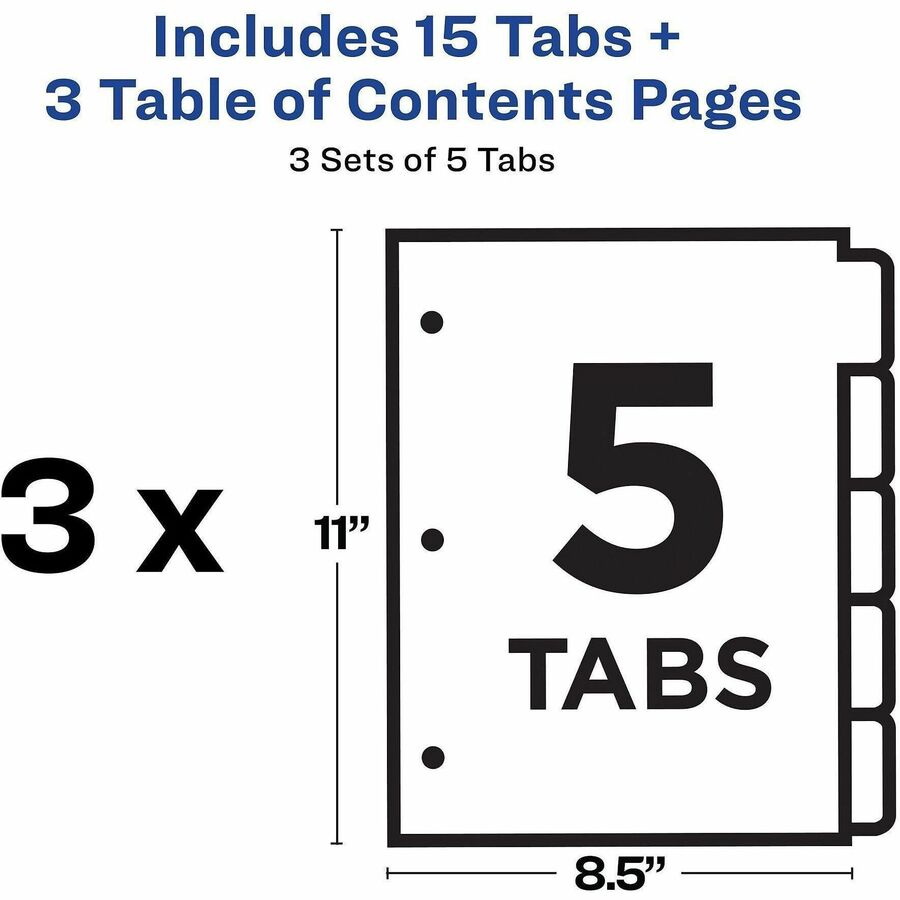 Avery Dividers, 5 Tabs, Ready Index (3 Sets of 11070)