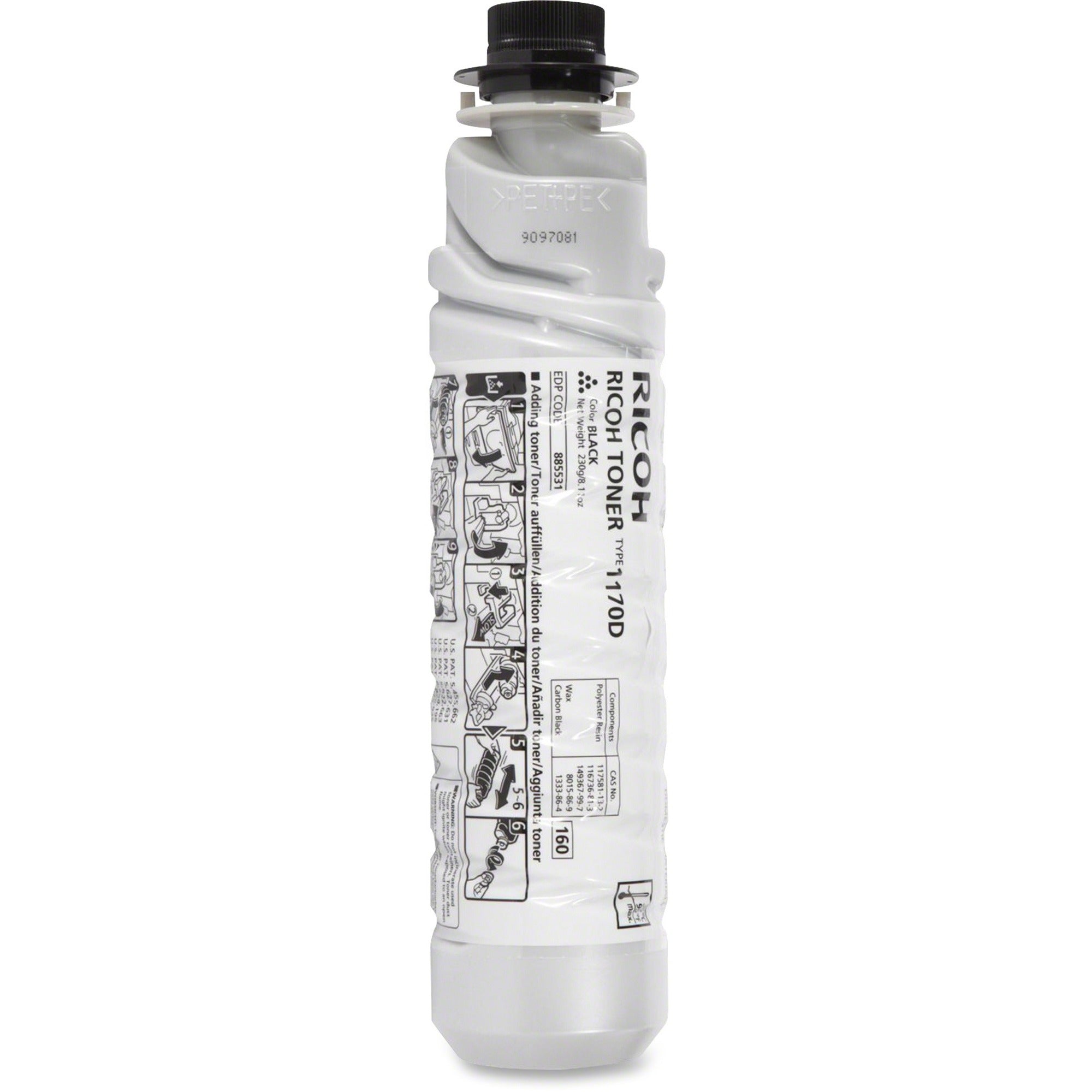 Ricoh Type 1170D Original Laser Toner Cartridge - Black - 1 Each