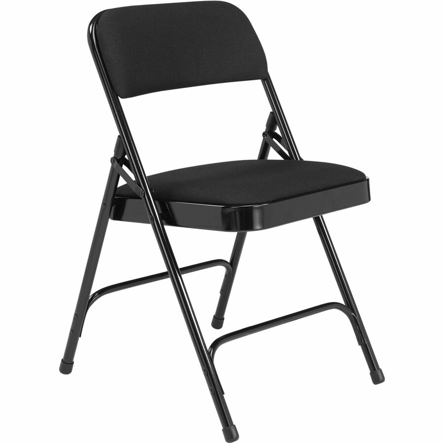 NPS® 2200 Series Deluxe Fabric Upholstered Double Hinge Premium Folding Chair, Pack of 4, Surface Color: Midnight Black, Frame Color: Black