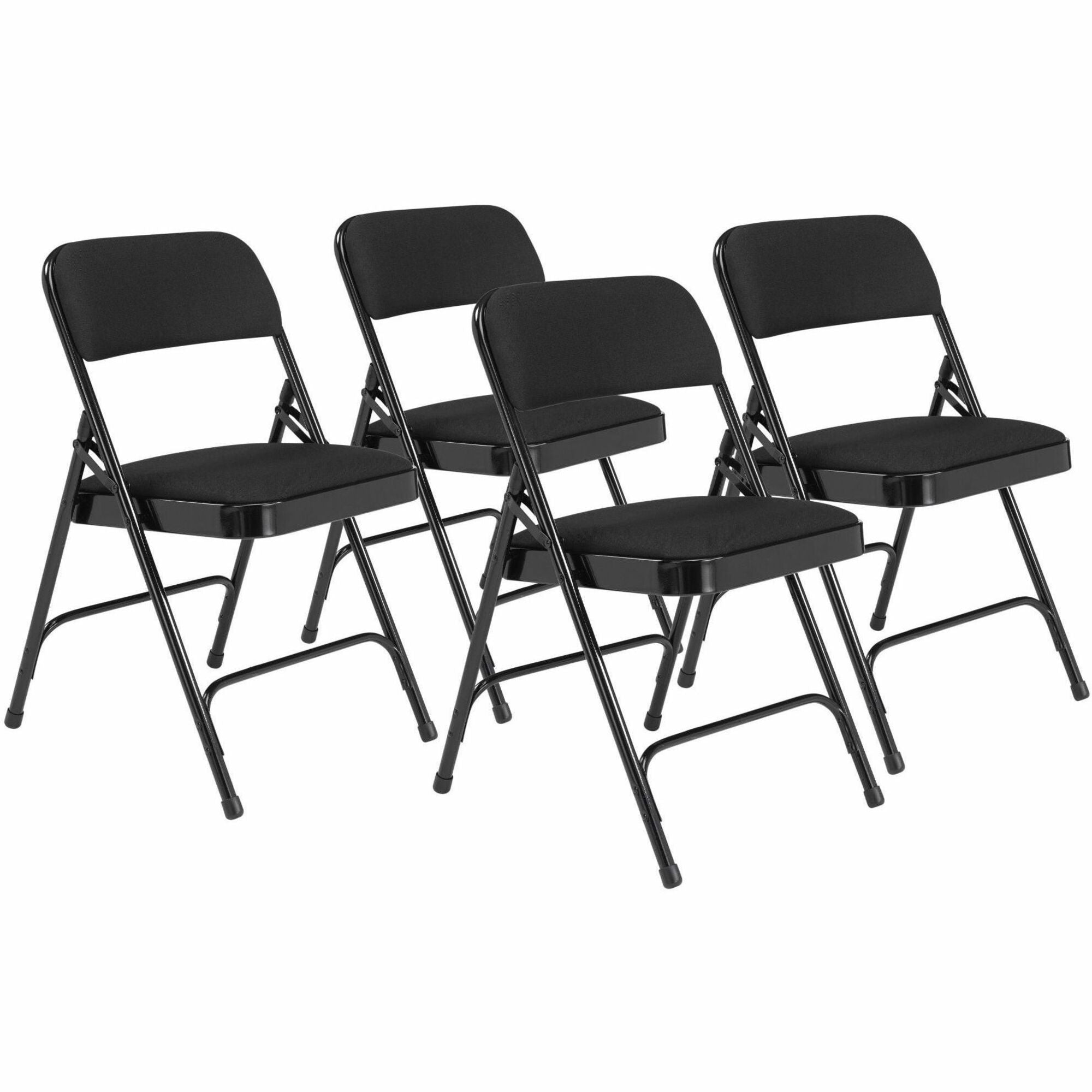 NPS® 2200 Series Deluxe Fabric Upholstered Double Hinge Premium Folding Chair, Pack of 4, Surface Color: Midnight Black, Frame Color: Black