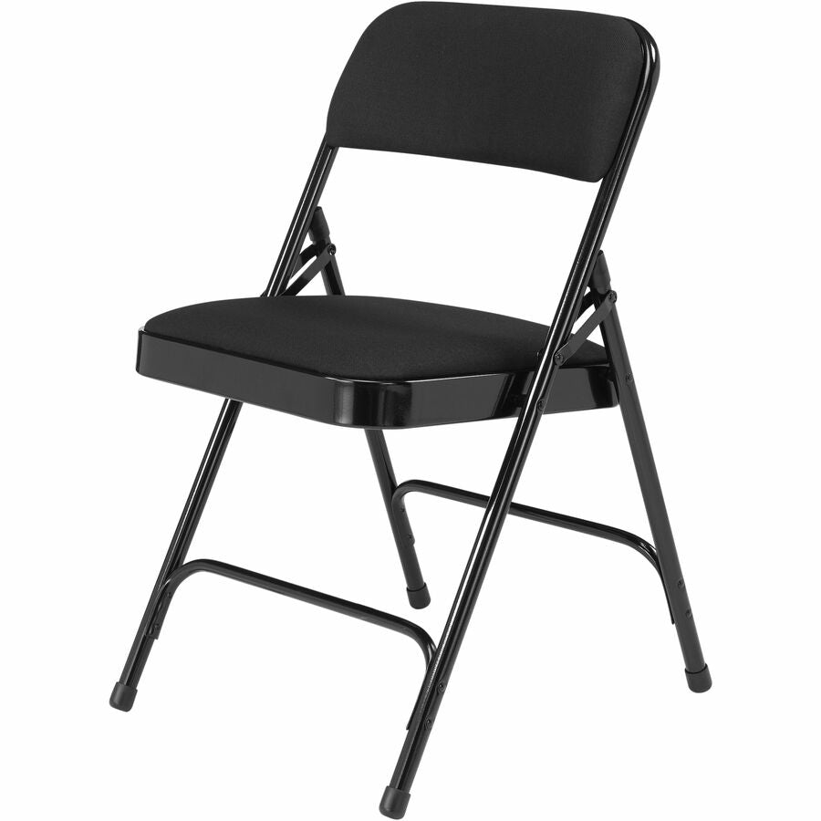 NPS® 2200 Series Deluxe Fabric Upholstered Double Hinge Premium Folding Chair, Pack of 4, Surface Color: Midnight Black, Frame Color: Black