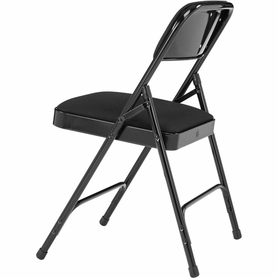 NPS® 2200 Series Deluxe Fabric Upholstered Double Hinge Premium Folding Chair, Pack of 4, Surface Color: Midnight Black, Frame Color: Black