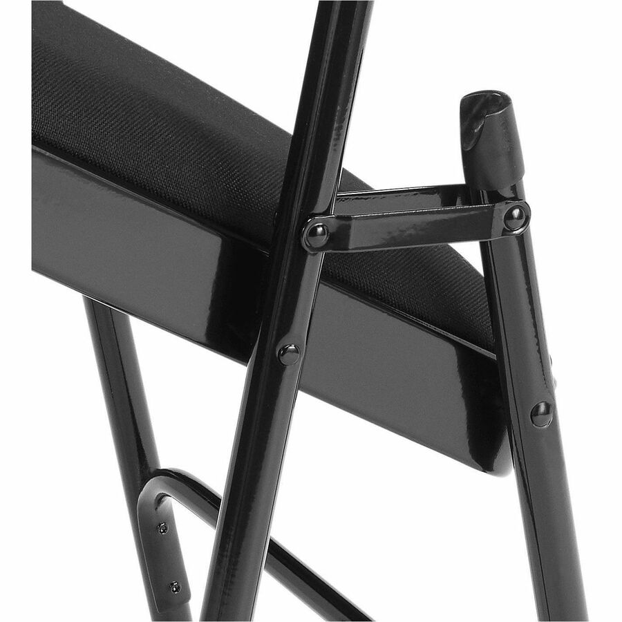 NPS® 2200 Series Deluxe Fabric Upholstered Double Hinge Premium Folding Chair, Pack of 4, Surface Color: Midnight Black, Frame Color: Black