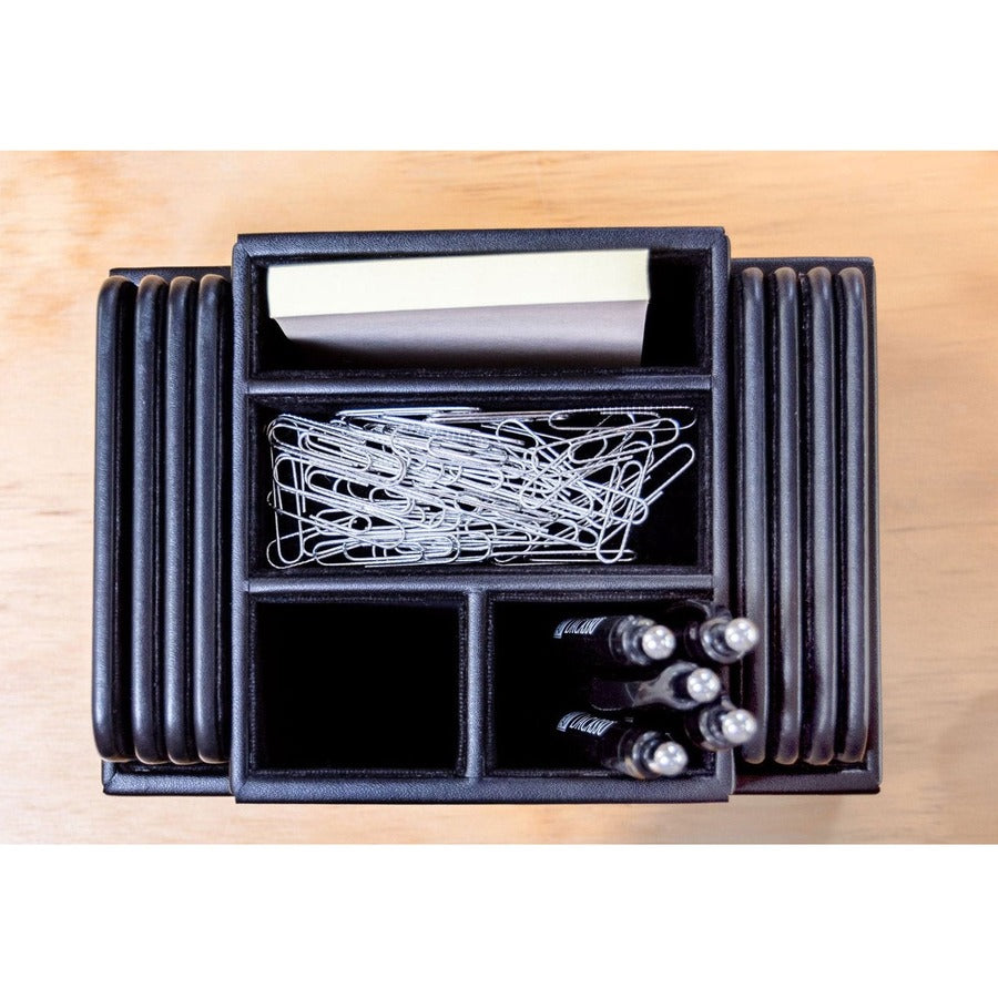 Dacasso Black Leather Desk Supply Organizer