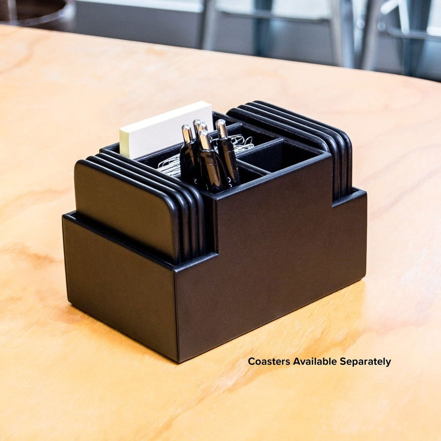 Dacasso Black Leather Desk Supply Organizer