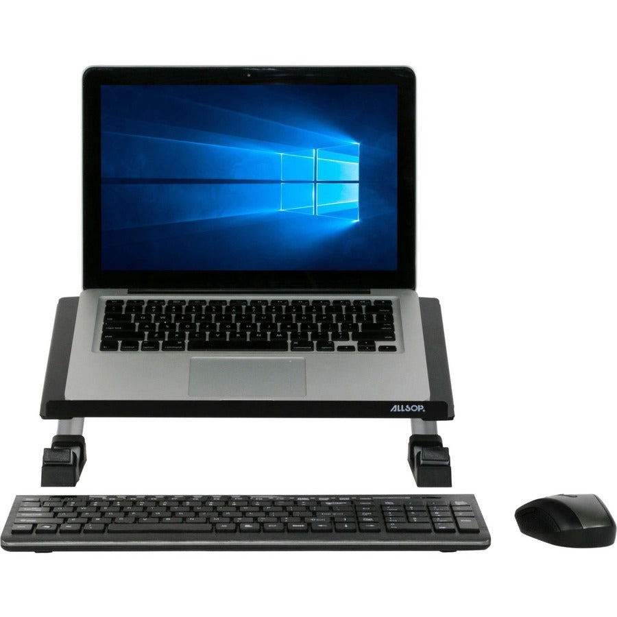 Up to 17" Screen Support - 40 lb Load Capacity - 5" Height x 14.70" Width x 11.50" Depth - Desktop - Steel - Black, Silver