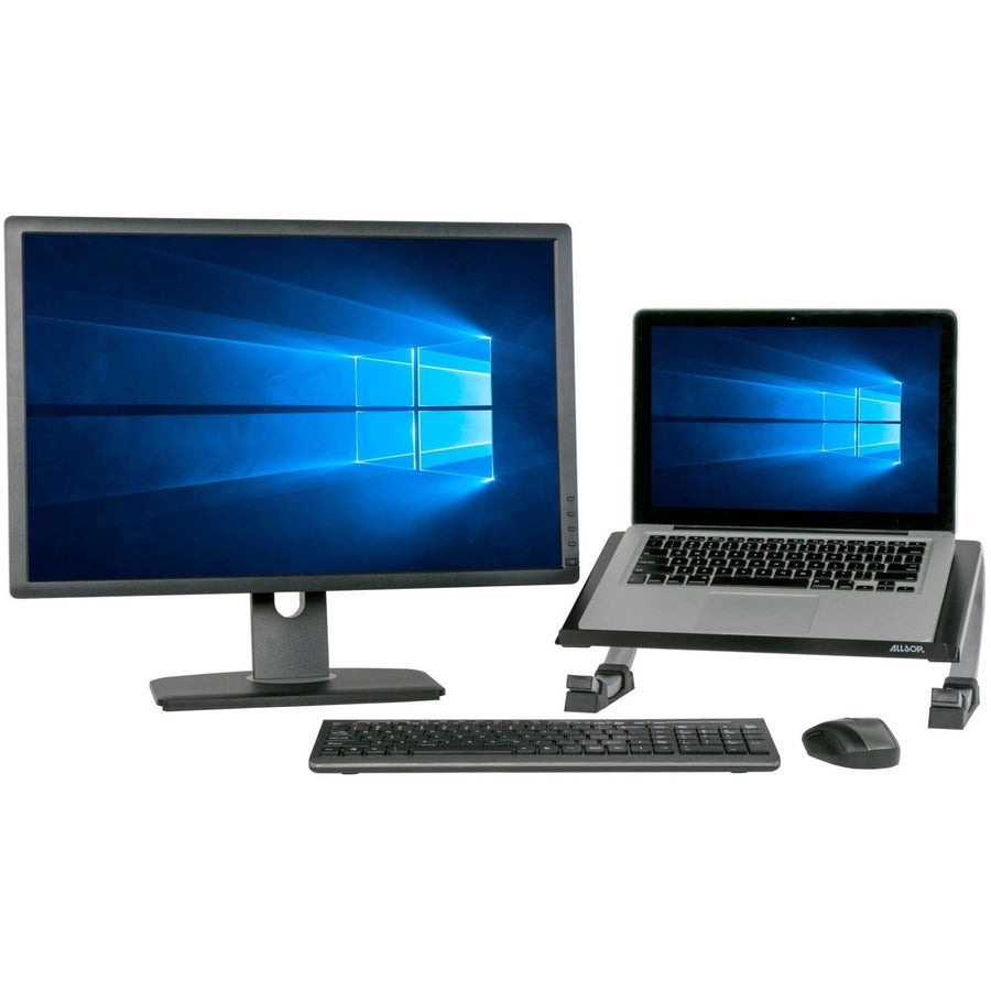 Up to 17" Screen Support - 40 lb Load Capacity - 5" Height x 14.70" Width x 11.50" Depth - Desktop - Steel - Black, Silver