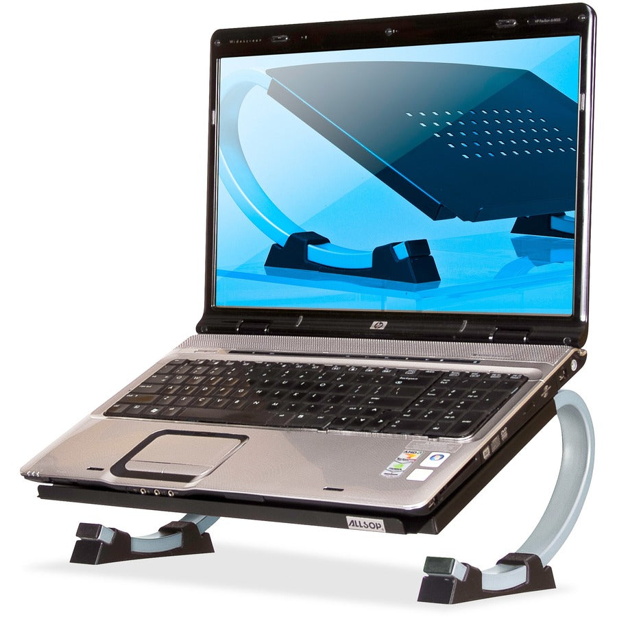 Up to 17" Screen Support - 40 lb Load Capacity - 5" Height x 14.70" Width x 11.50" Depth - Desktop - Steel - Black, Silver