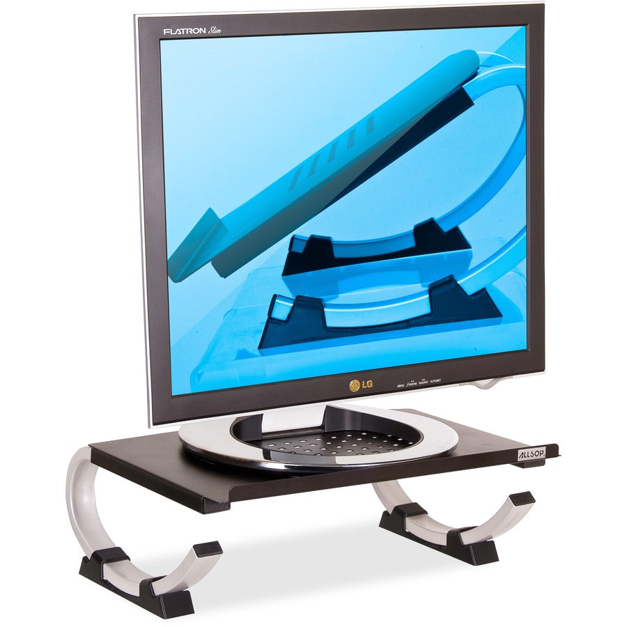 Up to 17" Screen Support - 40 lb Load Capacity - 5" Height x 14.70" Width x 11.50" Depth - Desktop - Steel - Black, Silver