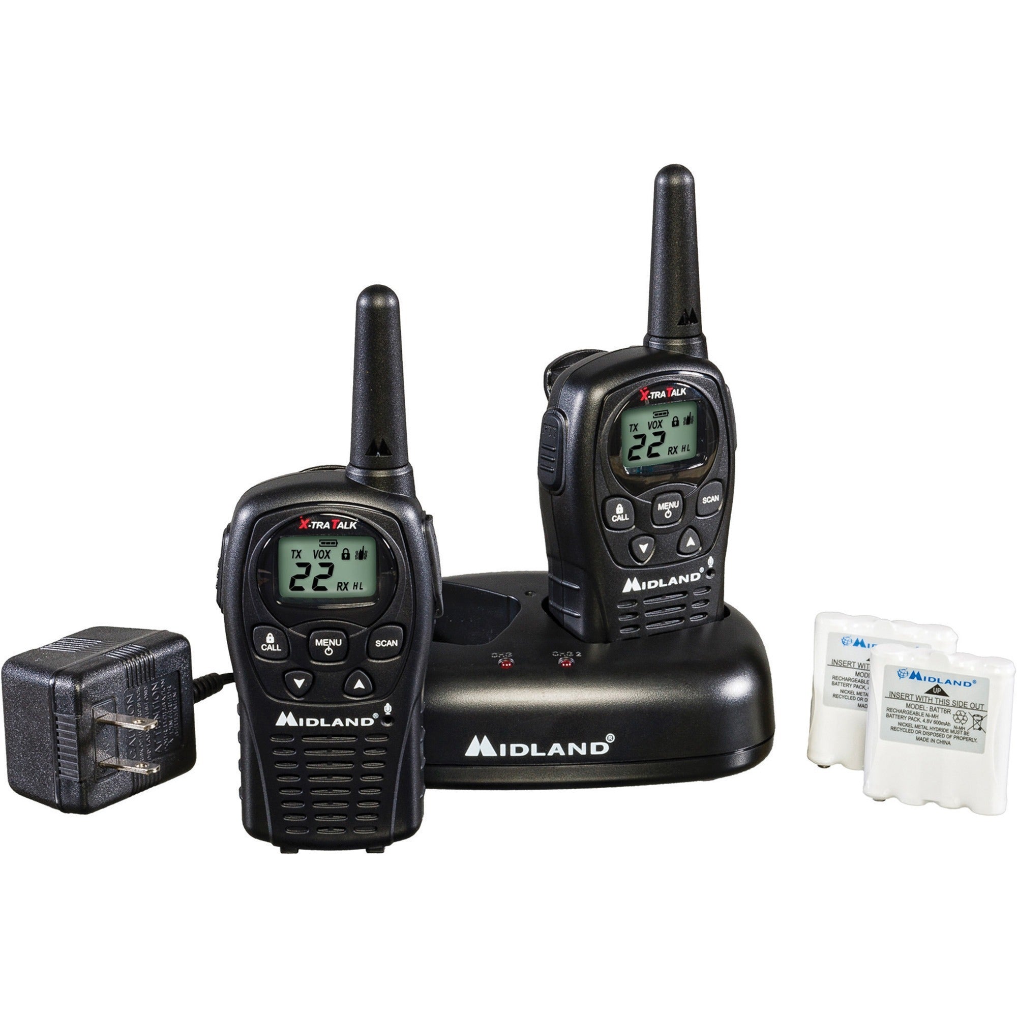 22 Radio Channels - 22 GMRS/FRS - Upto 126720 ft - Auto Squelch, Keypad Lock, Silent Operation - Water Resistant - Black - 1 Each