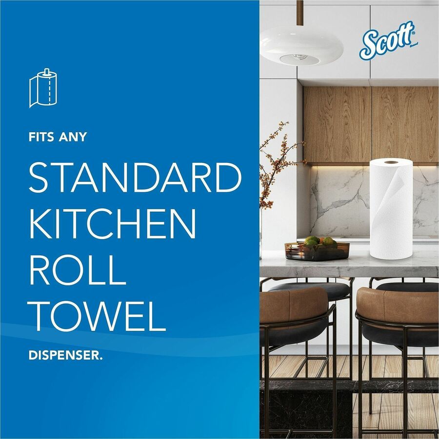 Scott&reg; Kitchen Paper Towels with Fast-Drying Absorbency Pockets - 1 Ply - 11" Width x 8.78" Length - 128 Sheets/Roll - 4.90" Roll Diameter - White - 1 Roll