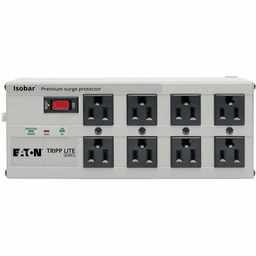 Light Gray - NEMA 5-15P - 8 x NEMA 5-15R - 1440 VA - 3840 J - 120 V AC Input - 120 V AC Output - 61 kA - 12 ft